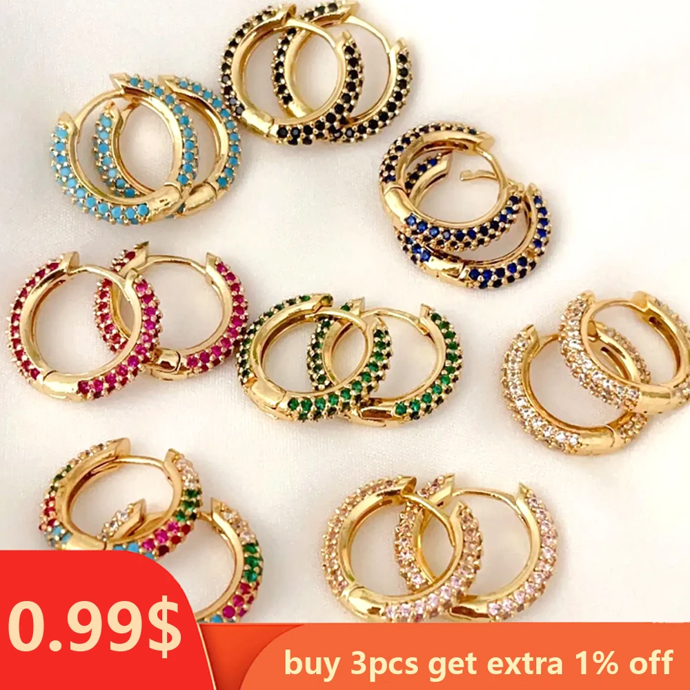 Bens Colorful Small Crystal Hoop Earrings For Women Gold small huggies Earrings Christmas Birthday Gift Jewelry Wholesale