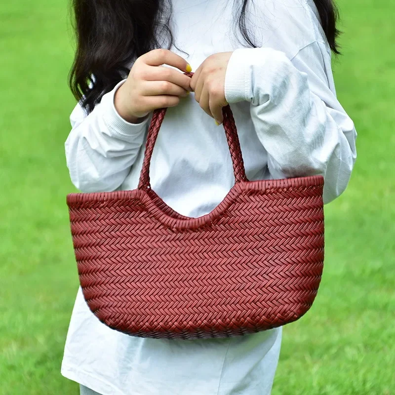 Francuski styl pleciona torba w stylu Vintage na co dzień torebki uniwersalne dla kobiet proste eleganckie torebki z modą Bolsas Feminino