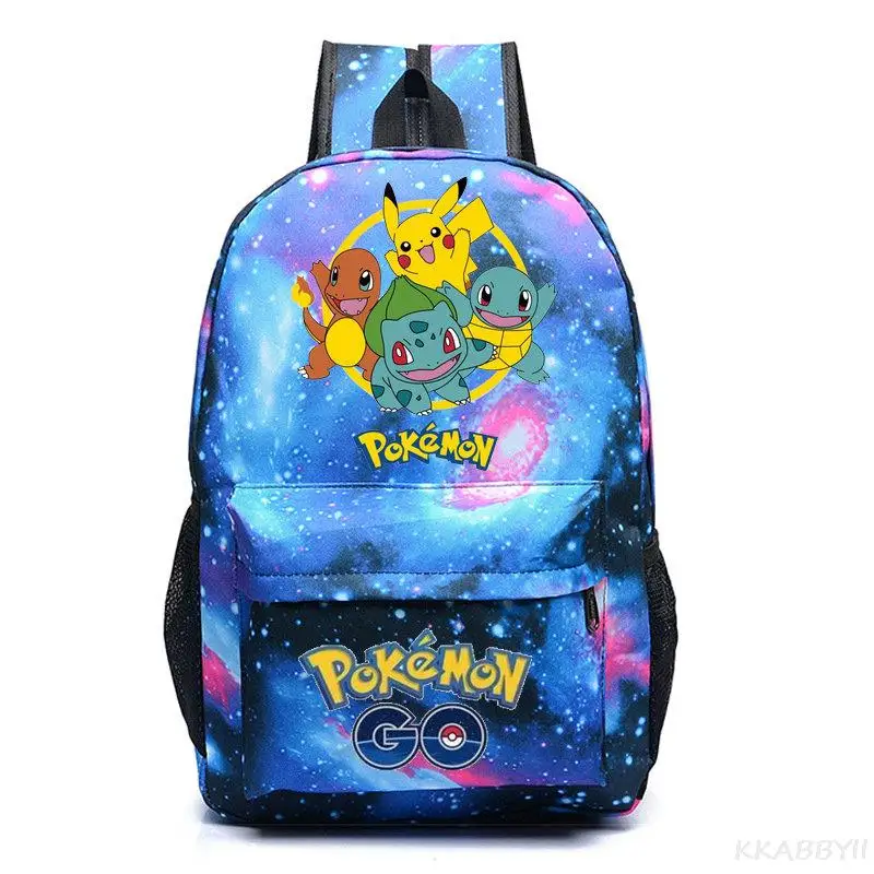 Pokemon Go Backpack Cartoon Canvas Schoolbag Fashion Travelling Pikachu Bag Laptop Gifts for Friends