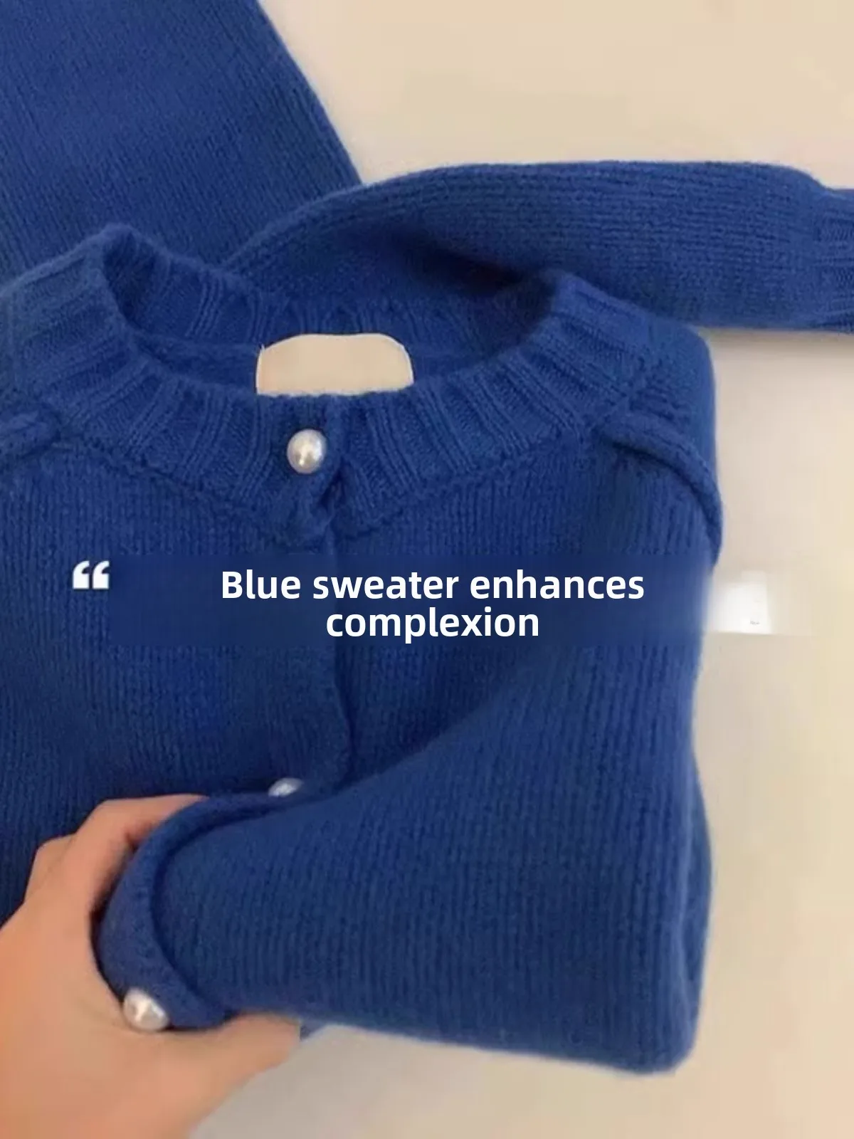 

Extra Large 300 Pounds Klein Blue Soft Cozy Knitted Sweater Women's Autumn Winter Thickened Raccoon Fur round Neck Open Cardigan