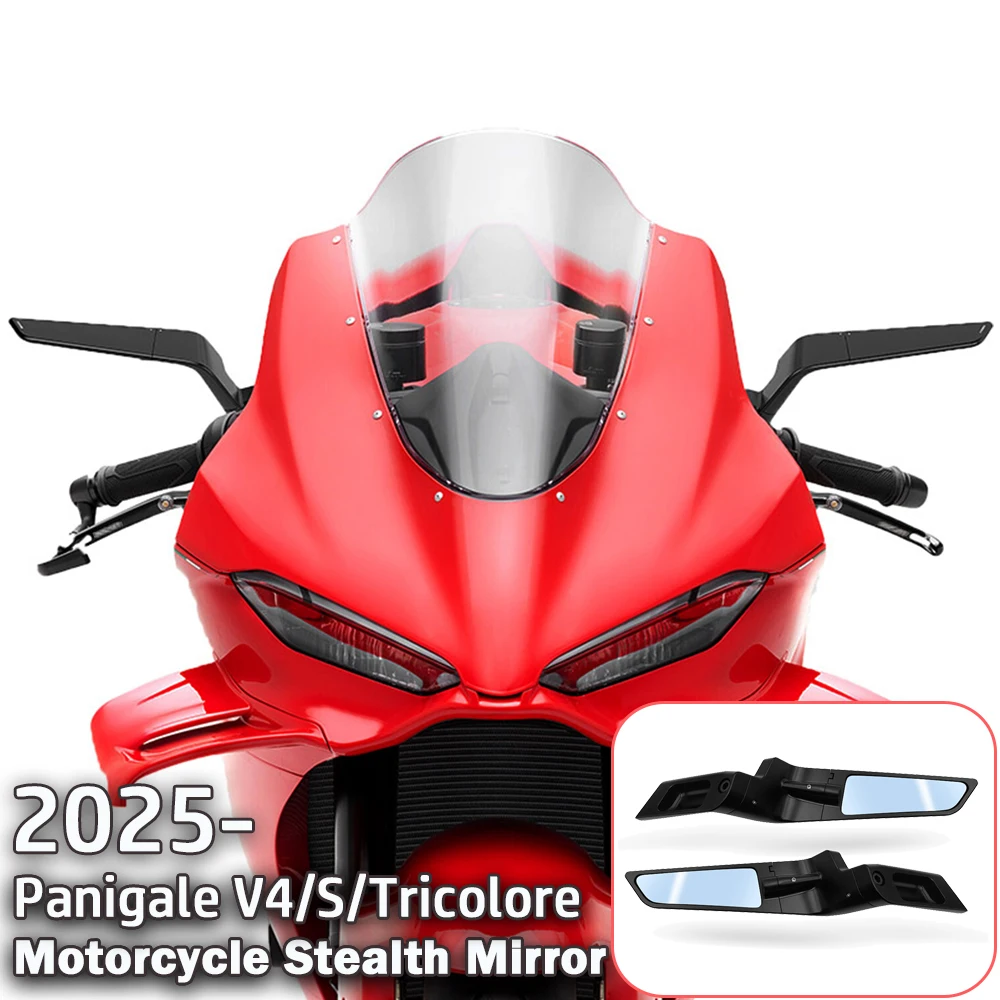 Motorcycle Side View Mirror For Panigale V4S 2025- V4 Tricolore Rearview Mirrors Kits Sports Winglets Mirror Rotate Adjustable