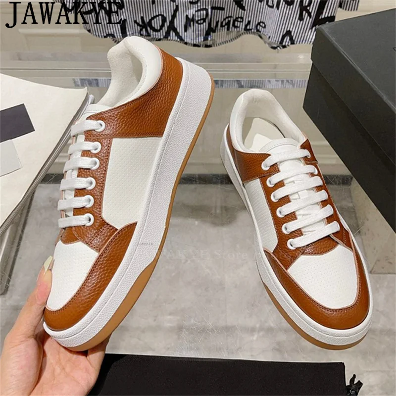 

Multicolour Real Leather Lace Up Flat Shoes Women Height Increasing Breathable Driving Shoes Trainers Shoes Male Casual Sneakers