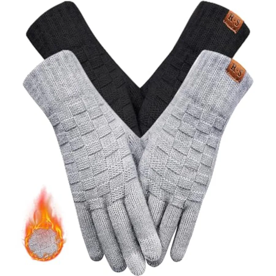 

REACH STAR Winter Gloves for Women-Upgraded Touch Screen Elastic Thermal Knit Lining Warm Gloves for Cold Weather