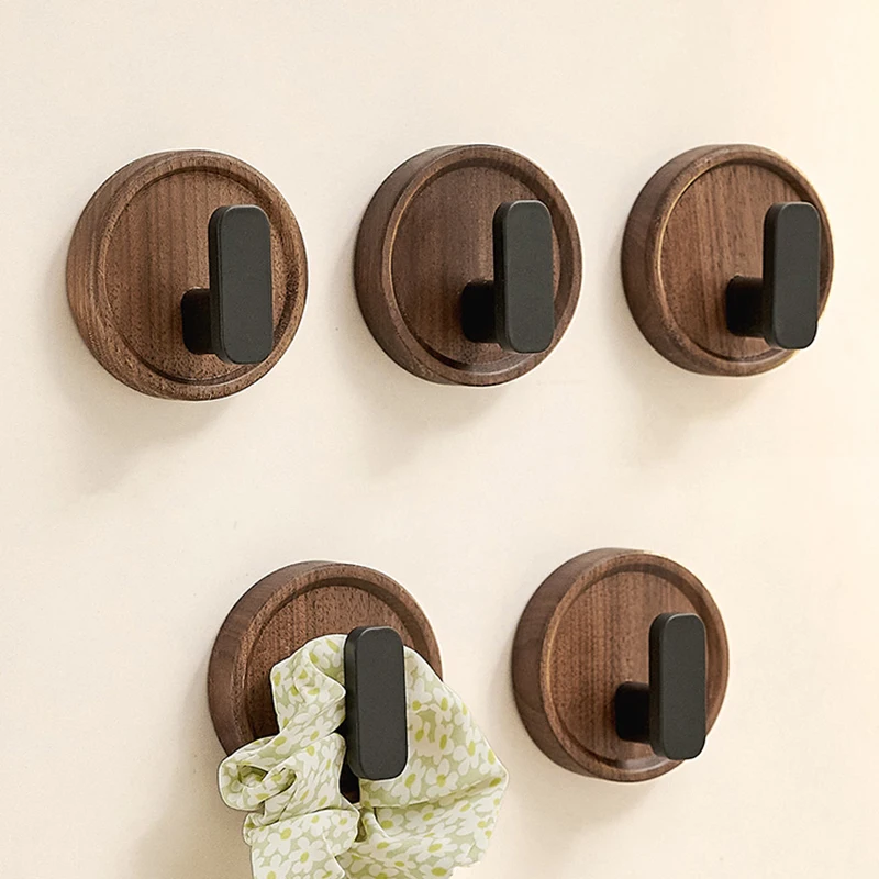 New Style Walnut Robe Hook Clothes Coat Hanger Household Decoration Rustproof Wooden Towel Hook Bathroom Accessories WB8135