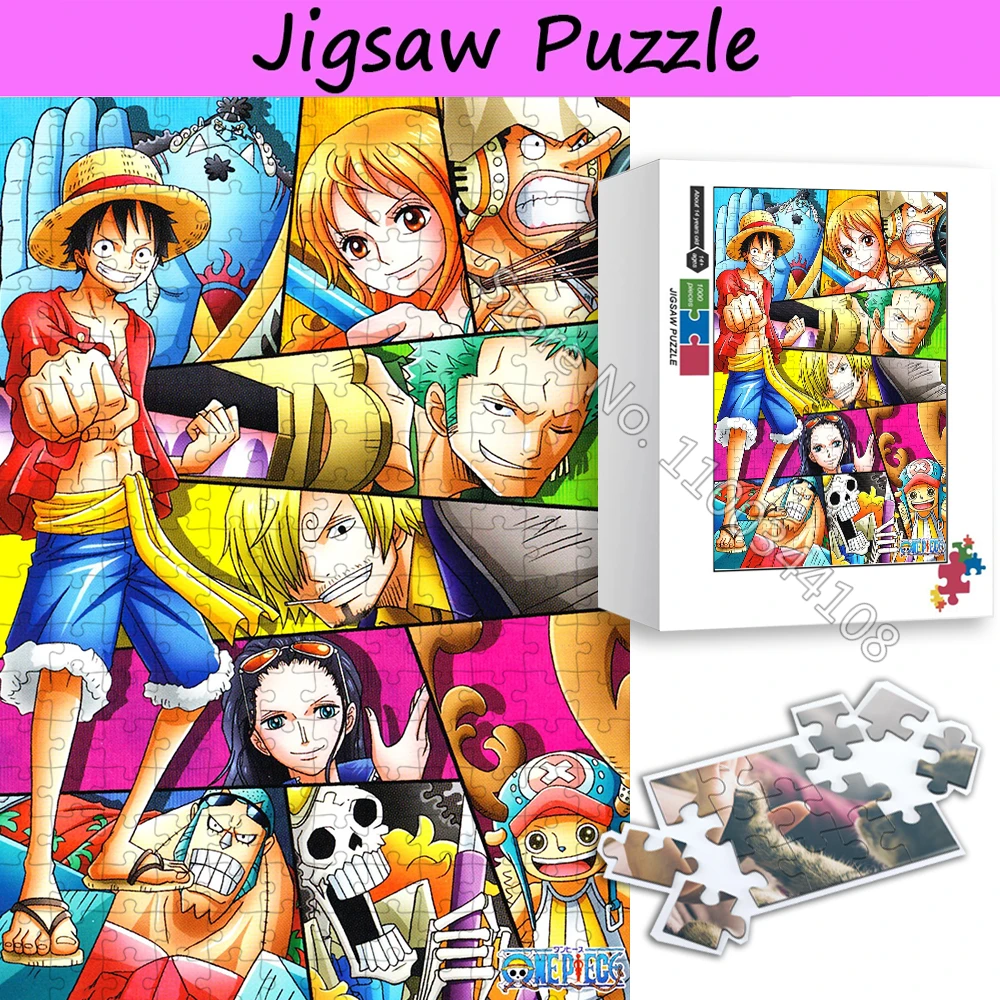 300/500/1000 Pieces One Piece Wooden Puzzles Popular Anime Cartoon Characters Jigsaw Puzzle Handmade Toys for Children Adults