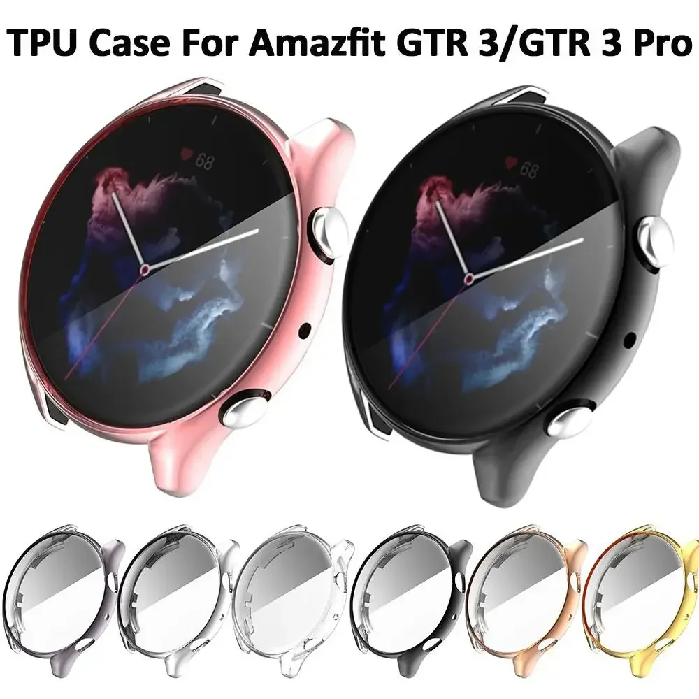 Coque de protection d'écran pour Amazfit GTR 3 Pro, coque de protection de bord de pare-chocs, coque de montre à couverture complète en TPU