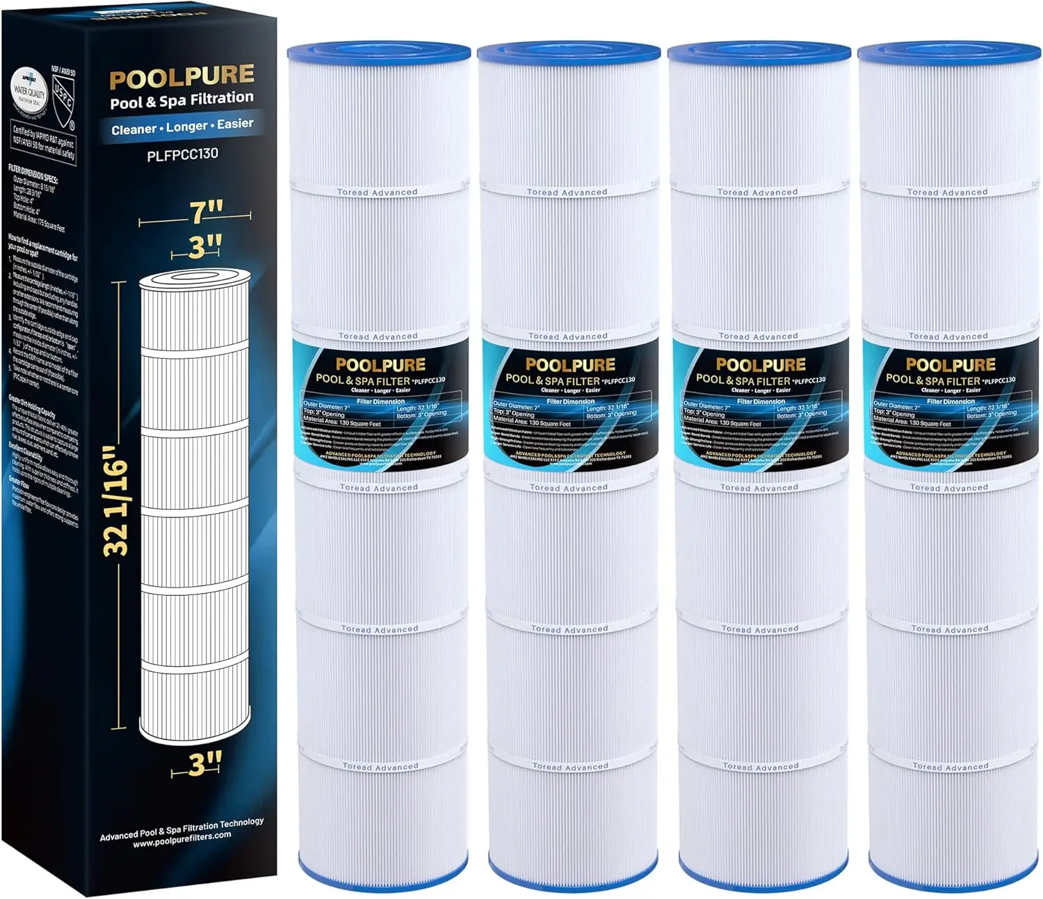 

130 Pool Filter Replaces CCP520, R173578, PCC130, -A7, C-7472, Filbur FC-1978, FC-6475, Pent