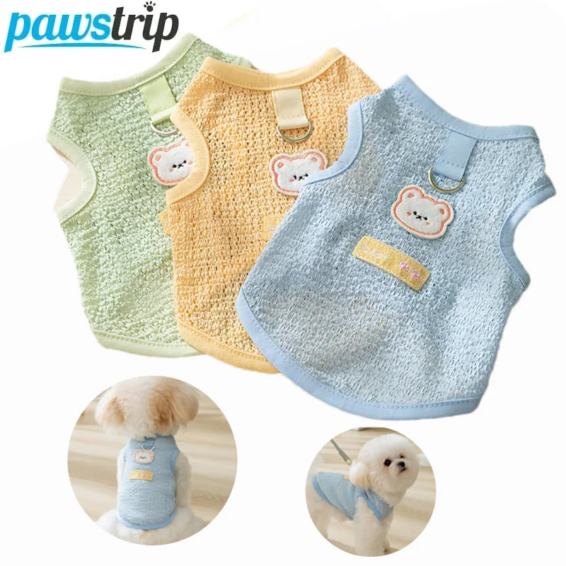 Bonita ropa de verano para perro con anillo en D, chaleco fino para perros pequeños y medianos, ropa transpirable para cachorros, ropa para Chihuahua, suministros para mascotas