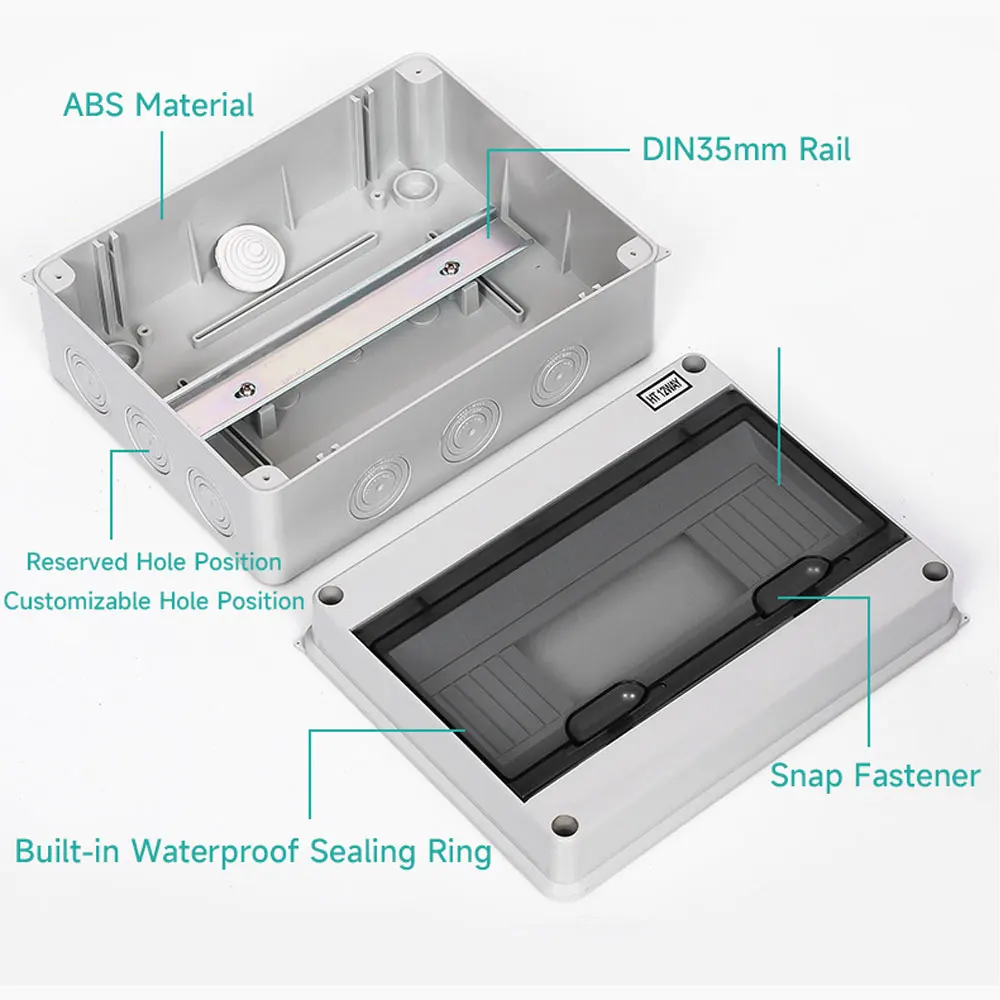 HT Series Junction Box IP66 2/3/5/8/12/15/18/24 WAY ABS PC Plastic Outdoor Electrical Waterproof Distribution Box Switch Box image 5