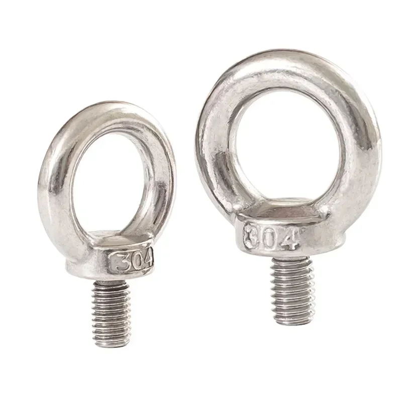 yes50pcs 304 Stainless Steel Metric Thread M3 M4 M5 M6 Lifting Hook Nuts Shouldered Screw Eye Ring Bolts