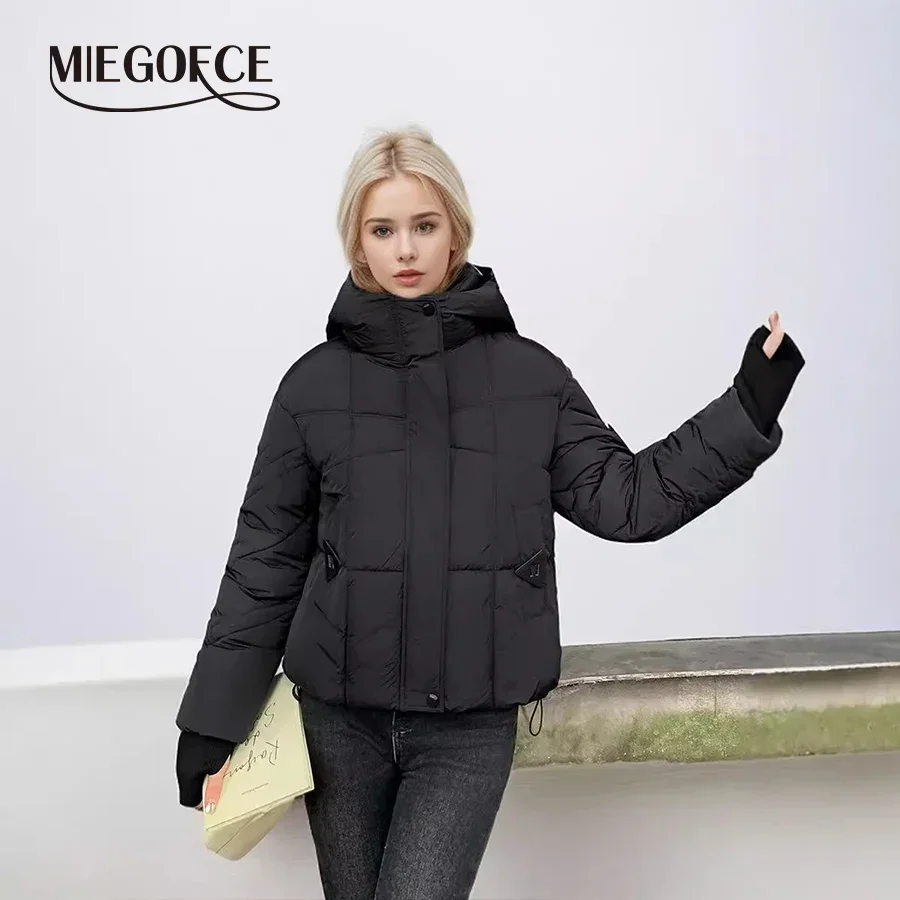 MIEGOFCE Spring Autumn Short Cotton Outwear High-end Loose Hooded Pocket Women Coat College Style  High Quality Jacket MZ-24585