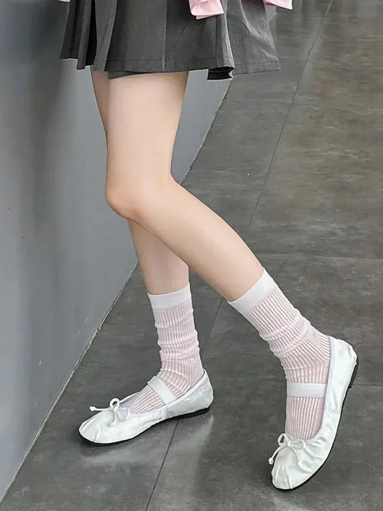 Women's Transparent Lace Lolita Knee-High Socks - alternate angle