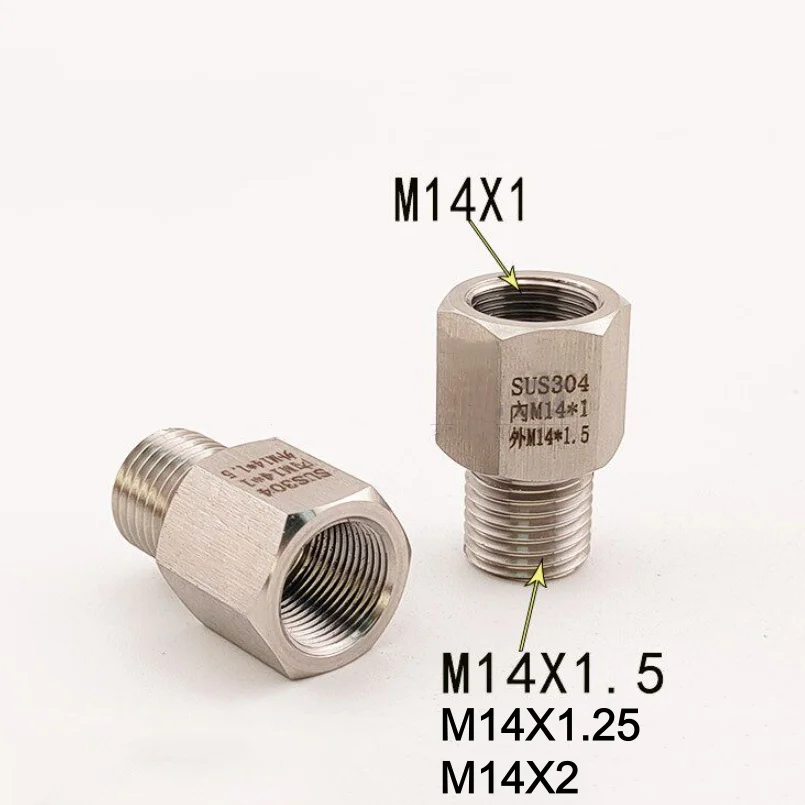 304 Stainless Steel Thread Reducing Nipple Metric Female M14×1 to Male M14x1.5 M14x1.25 M14x2 Pitch Conversion Straight Adapter