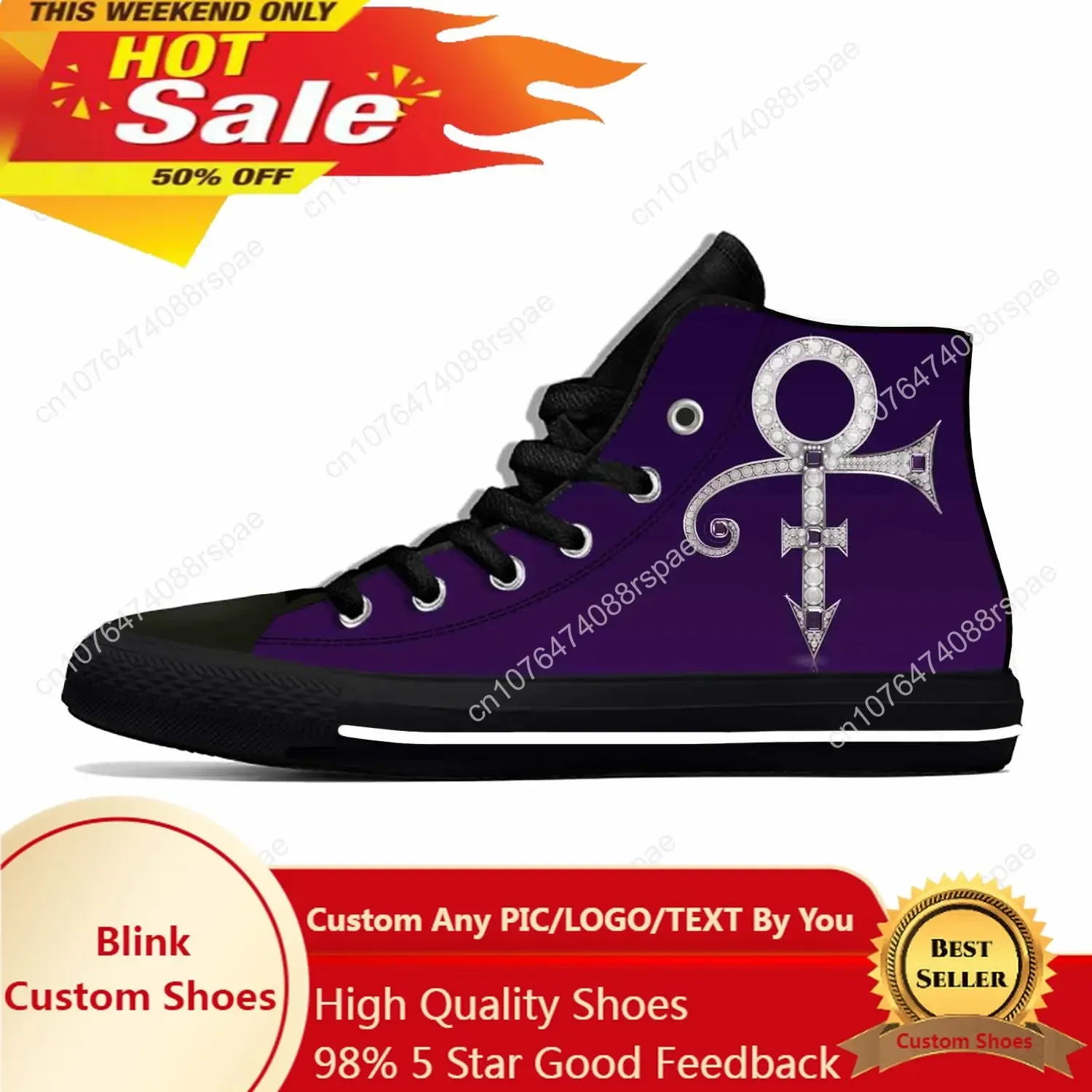 

Hot Singer Prince Symbol Rogers Nelson Purple Rain Casual Cloth Shoes High Top Men Women Sneakers High Help Classic Board Shoes