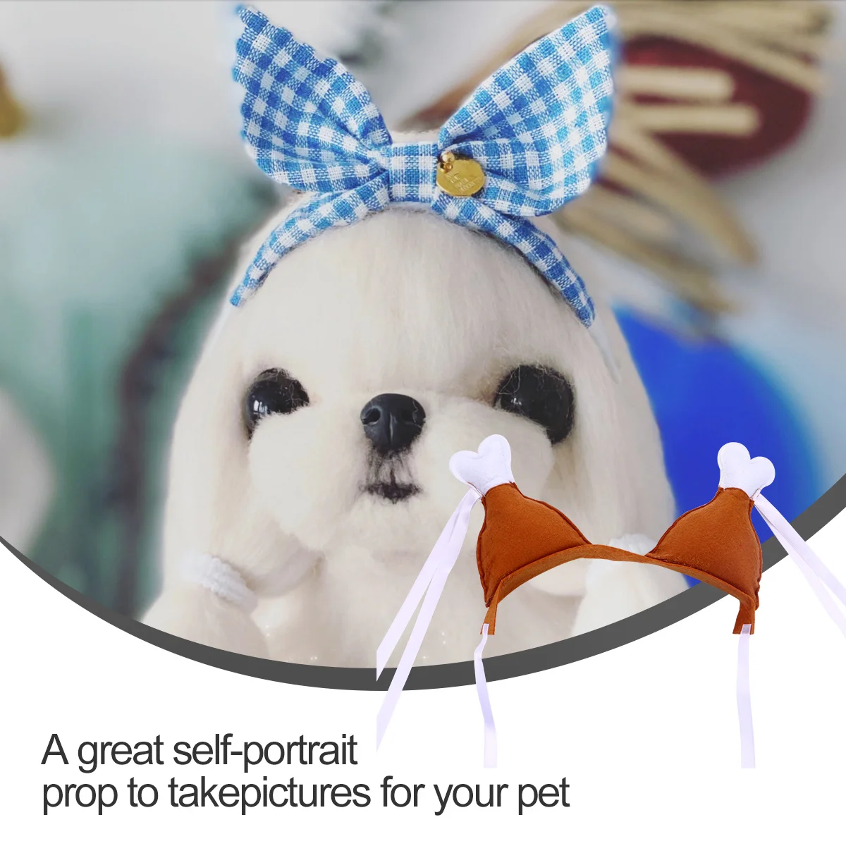 

2Pcs Pet Hair Hoops Chicken Leg Style Exquisite Detail Safe Material Party Festival Costume Accessory for Dogs Cats