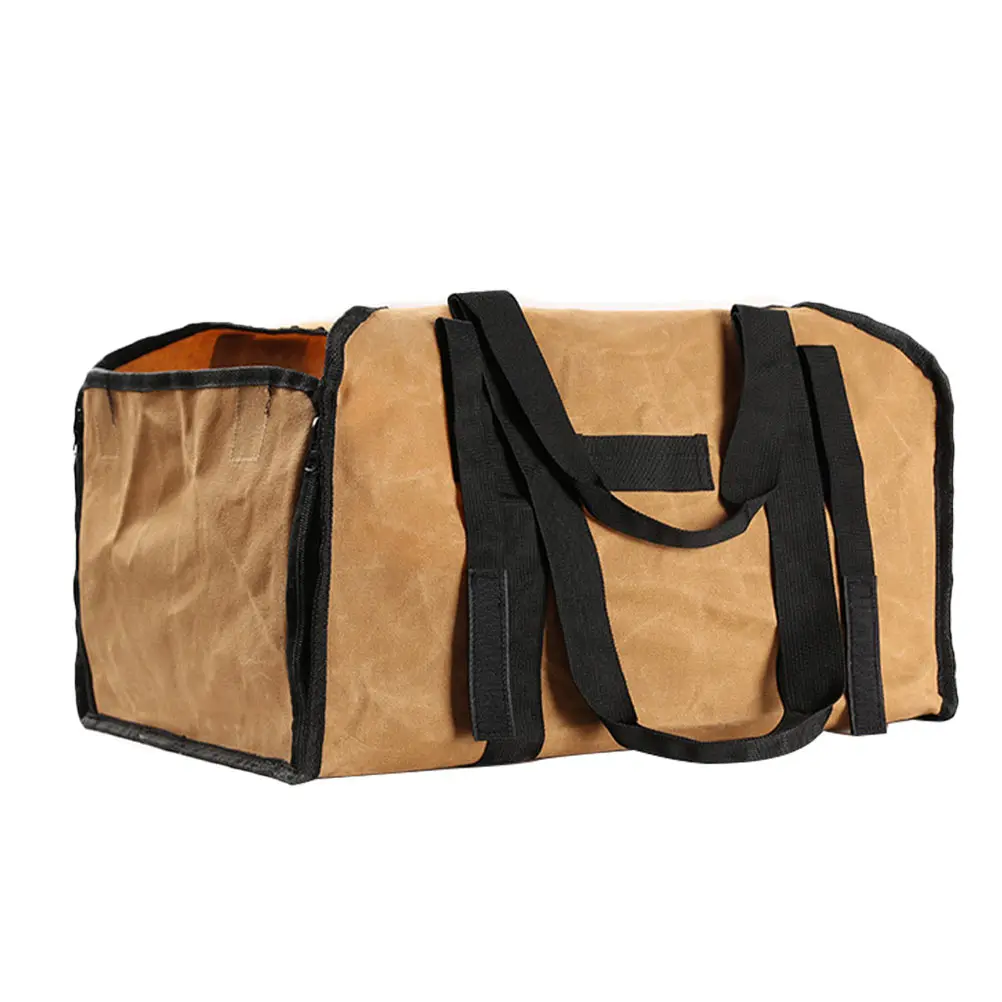 

Большая вместительная сумка для дров, сумка-тоут цвета хаки, холст, портативная переноска для лесозаготовок, камин, решение для хранения на открытом воздухе, для кемпинга