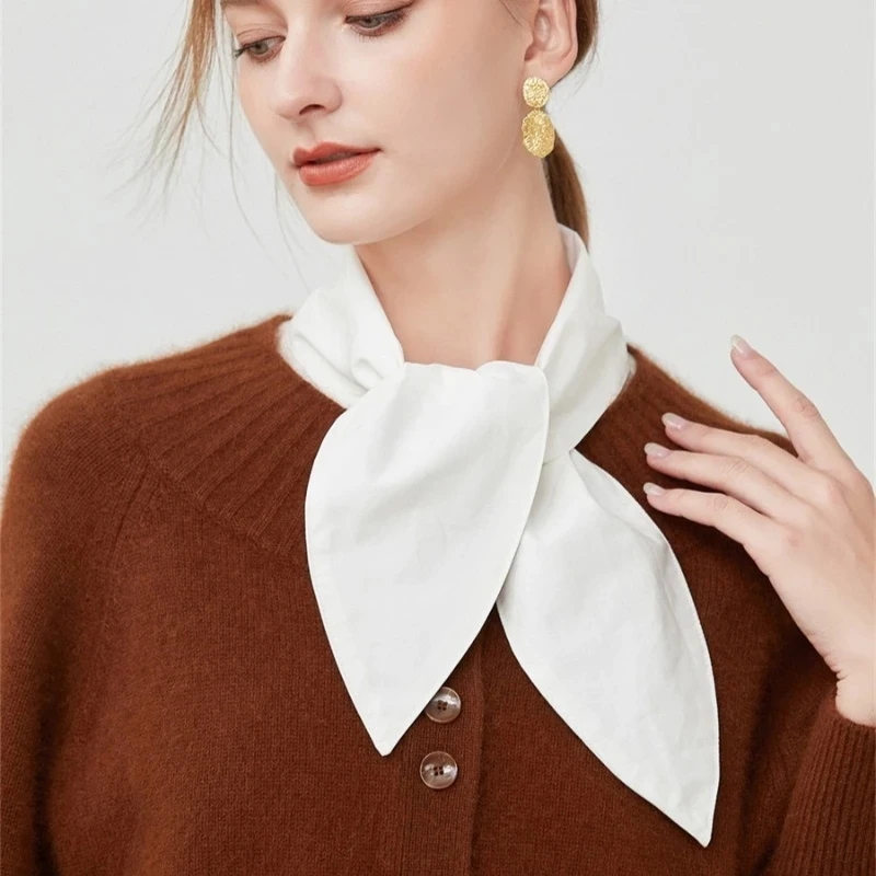 Girls Front Ties Fake Collar Removable Shirt Women Detachable Shirt Collar Bowknots Neckwear Tie Faux Col