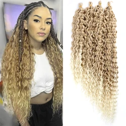 Synthetic Water Wave Twist Crochet Hair Long 4X Deep Wave Braiding Hair Extension Ariel Curl Crochet Braids Ombre Brown Blonde