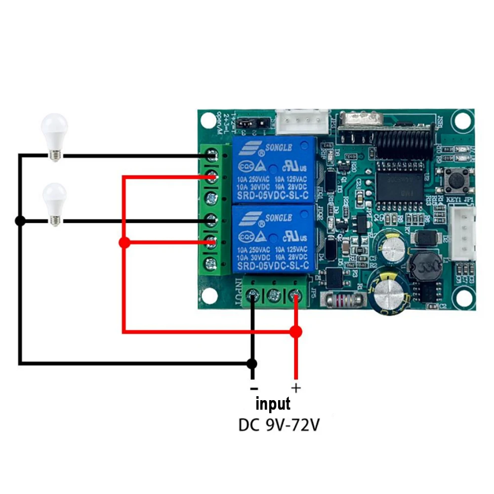 リミットスイッチ付き DC 9-72V 12V 24V ガレージゲートドア受信機 2 リレードアオープナー & 433MHz ハンドヘルド送信機学習コード