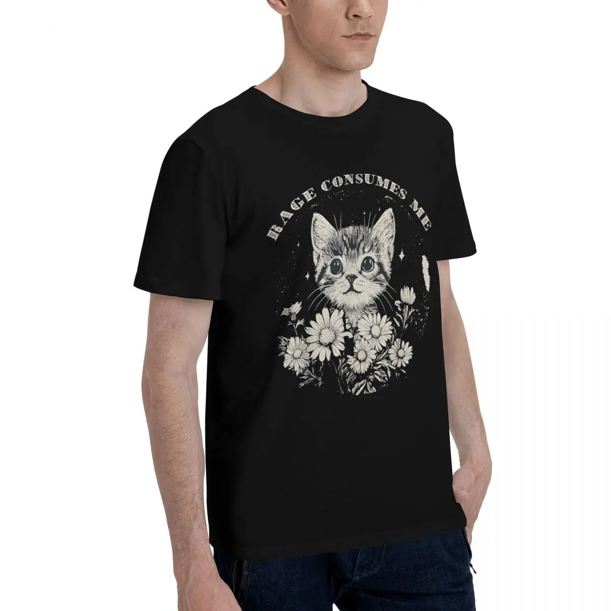 Movement Cute Kitten Floral Design Tshirt Kemp Funny High quality Activity competition USA Size