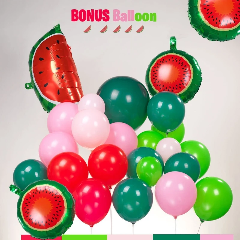 111Pcs A set of summer watermelon themed balloon arch wreath set, birthday party decoration, beach party scene decoration