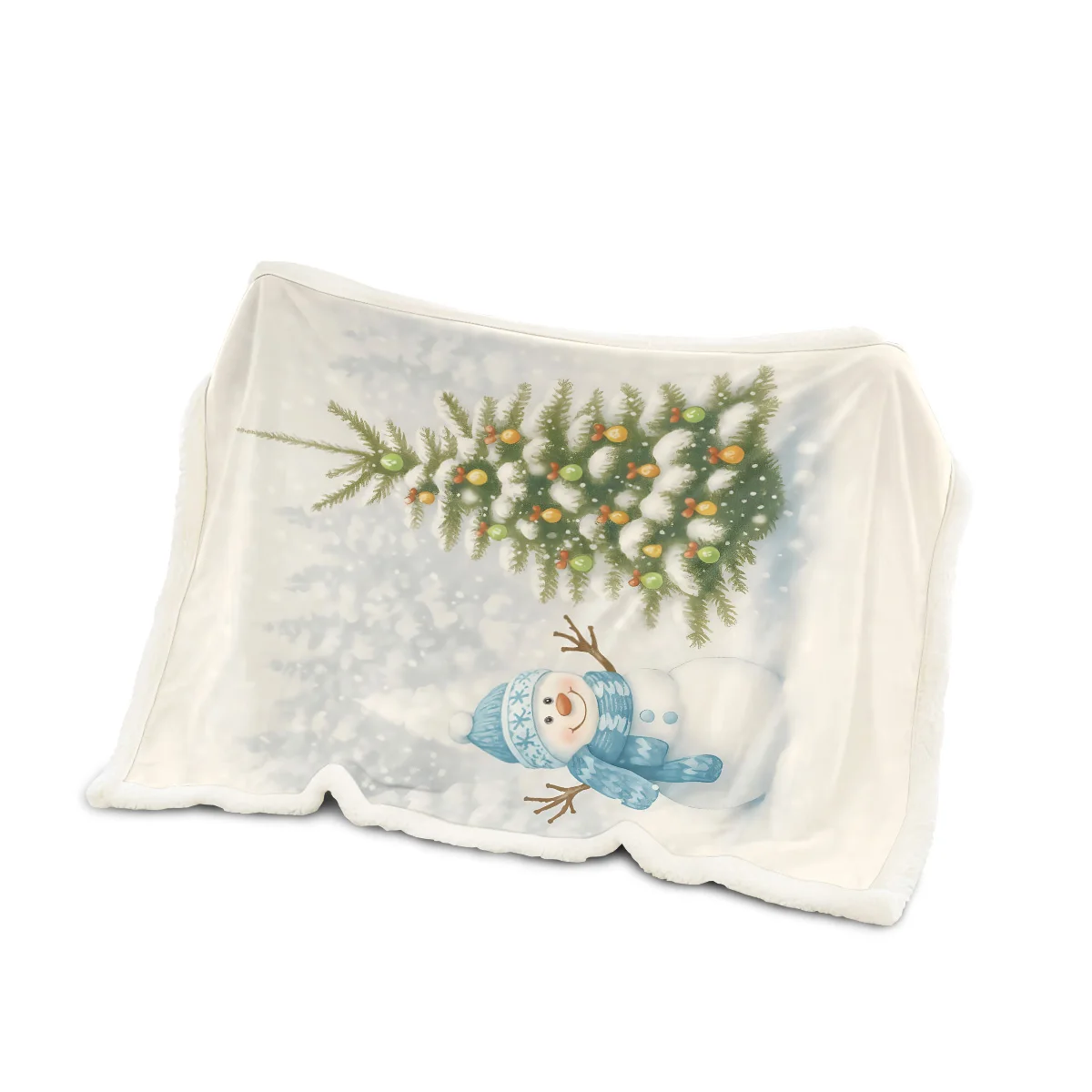 

1pc Cartoon Santa trees Gift Printed Imitation Lamb Wool Blanket, Multi Size Sofa Nap Cover carpet Soft and Machine Washable