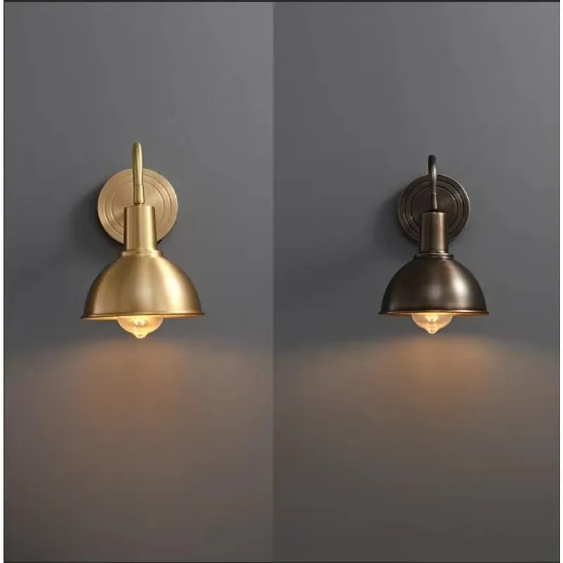 

American Retro All Copper Wall Lamps Study Bedroom Staircases Bedside Villa Outdoors Courtyard Creativity Vintage Sconces Lights