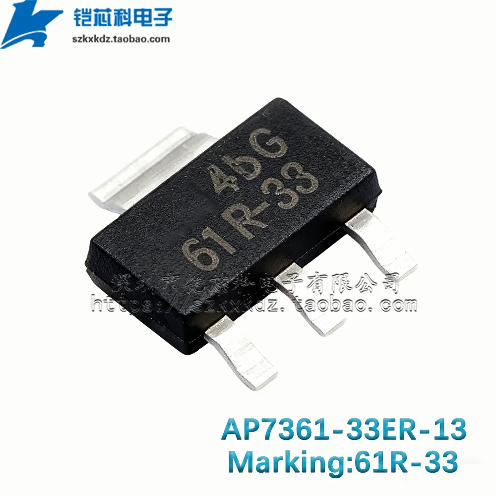 10Pcs New Original AP7361-33ER-13 61R-33 SMD SOT-223 IC 1A 3.3V LOW DROPOUT  FIXED-MODE REGULATOR WITH ENABLE