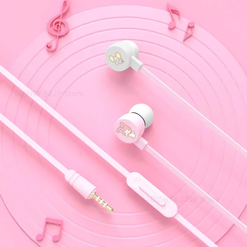 Sanrio-auriculares intrauditivos con cable My Melody, cascos deportivos de música, Kuromi Cinnamoroll, Kawaii, para videojuegos, Pochacco, regalos para niñas