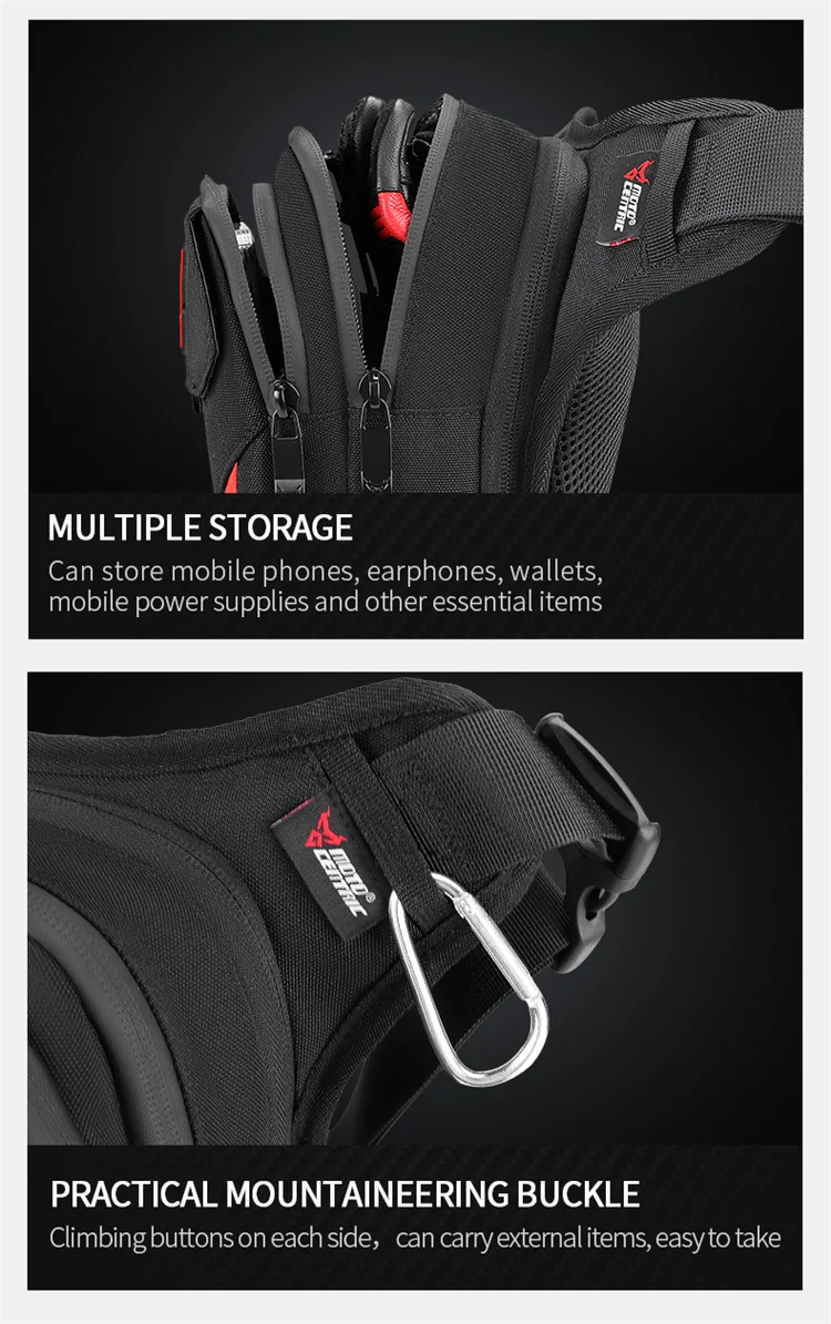 Men Women Motorcycle Leg Bag Waterproof 3.5L Expandable Reflective Strip Quick Access Design Multi-Functional Thigh Storage Bag