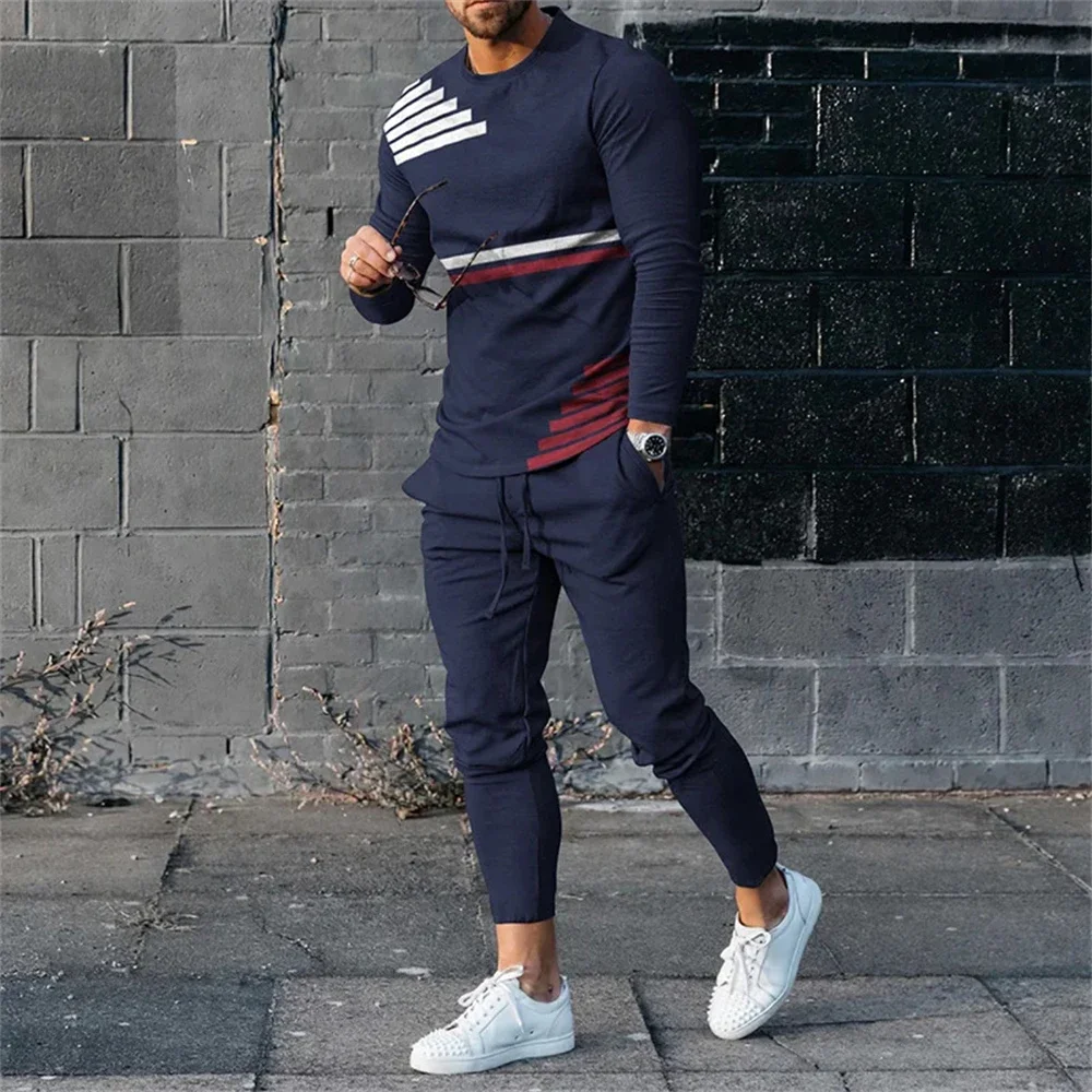 Vintage Autumn 2 Piece Sets Tracksuit Men Long Sleeve T Shirt+Sweatpants Suit Men Streetwear Oversize Sweatshirt Men\'s Clothing