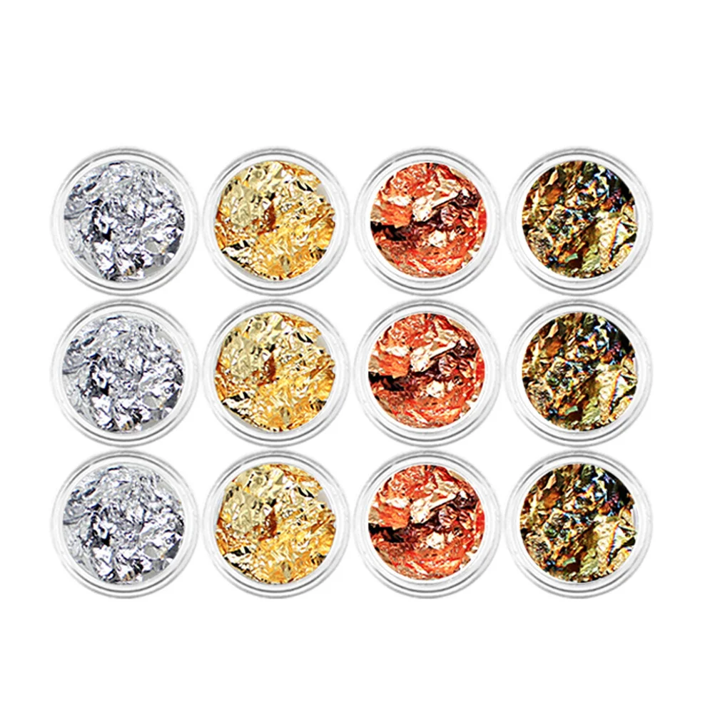 24개 글리터 포일 네일 아트 스티커 DIY 매니큐어 데칼 창의적인 네일 칩 장식 크리스마스 할로윈 파티