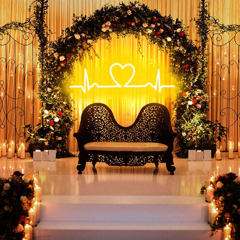 Imagem -03 - Personalizado Ecg Coração Batendo Led Neon Sinal Amor Luz para Proposta de Casamento Menina Amigo Quarto Decoração Casamento