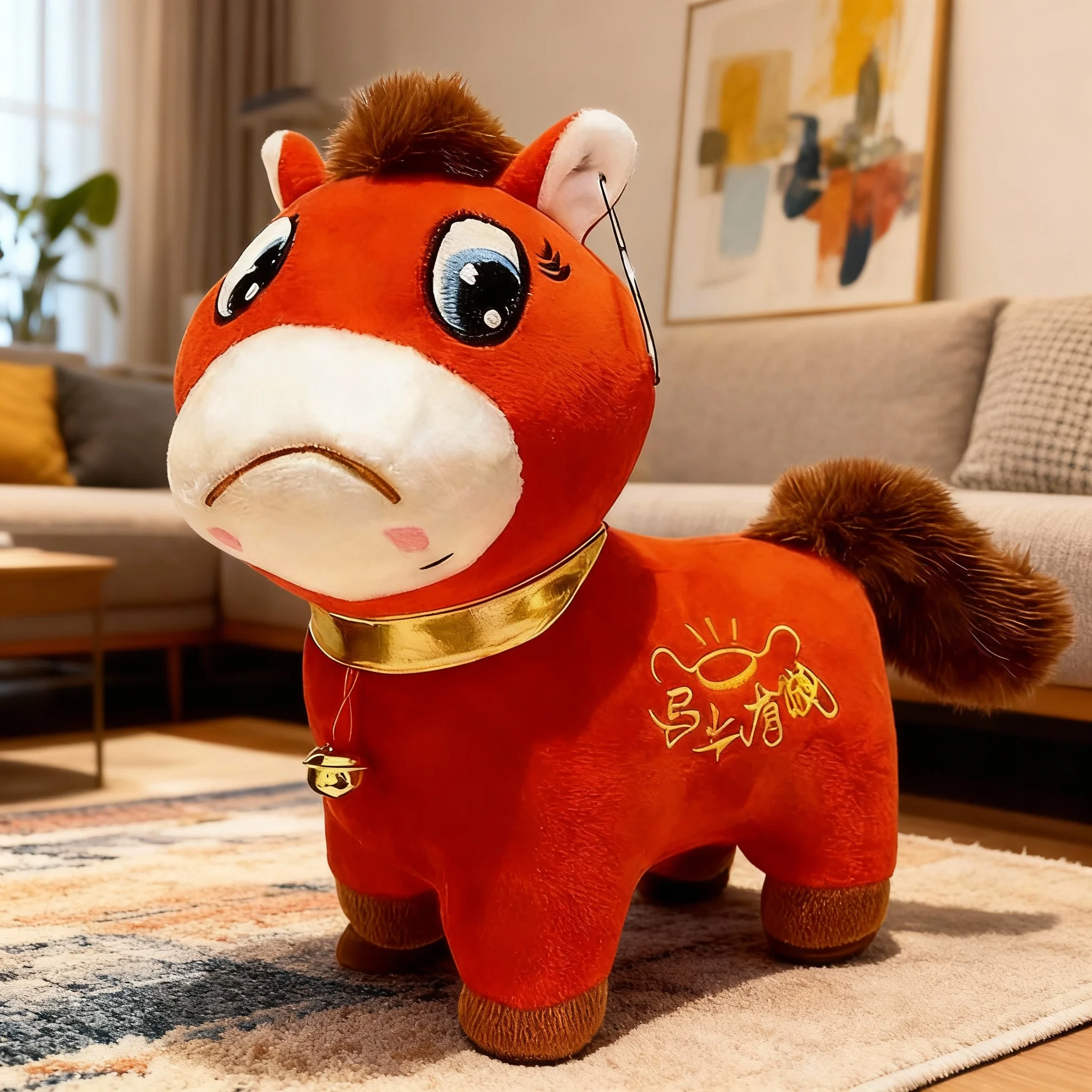 Peluche Cavallo 2026 Anno dello Zodiaco, Realistico, Morbido, Decorativo, con Stampa Lettere, 20/25/30cm