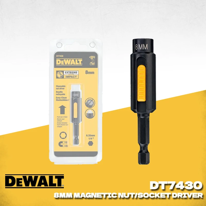 DEWALT DT7430 DT7440 DT7450 Cleanable Hexagonal Magnetic Nut 8/10/13MM Socket Driver Dewalt Power Tools Accessories