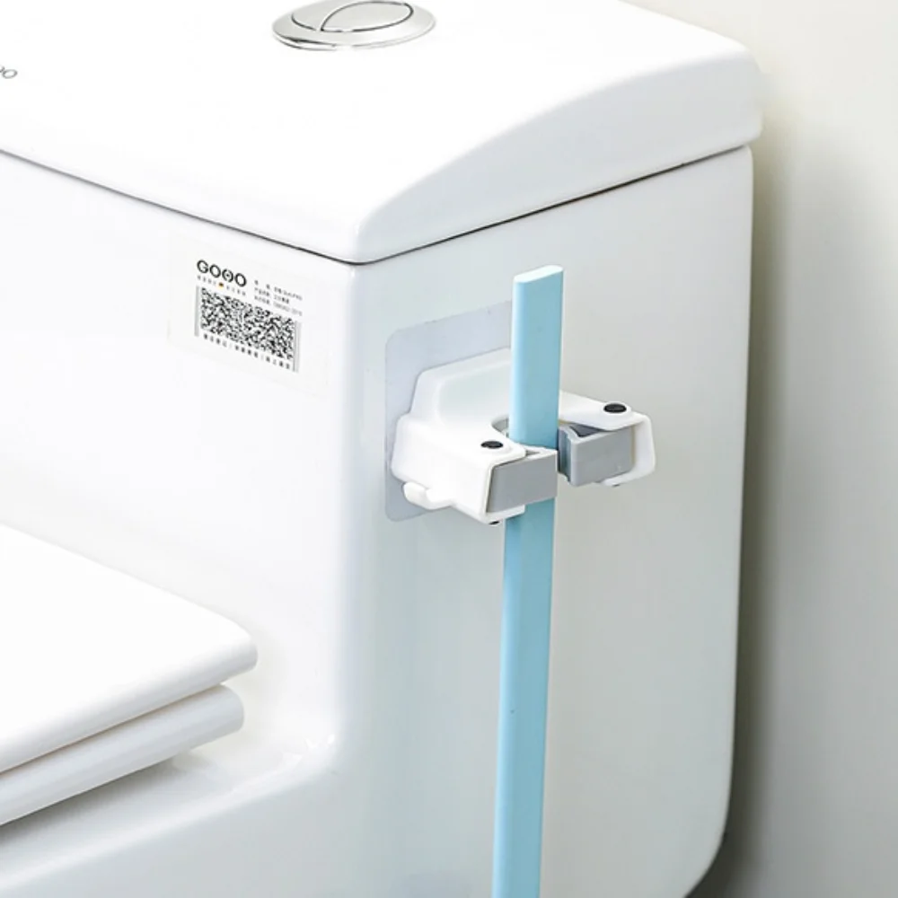 Simple Punch-free Mop Rack Multi-pot Application Wall-mounted Wall-mounted Mop Holder Durable Stable Mop Clamp Hook Shower Room