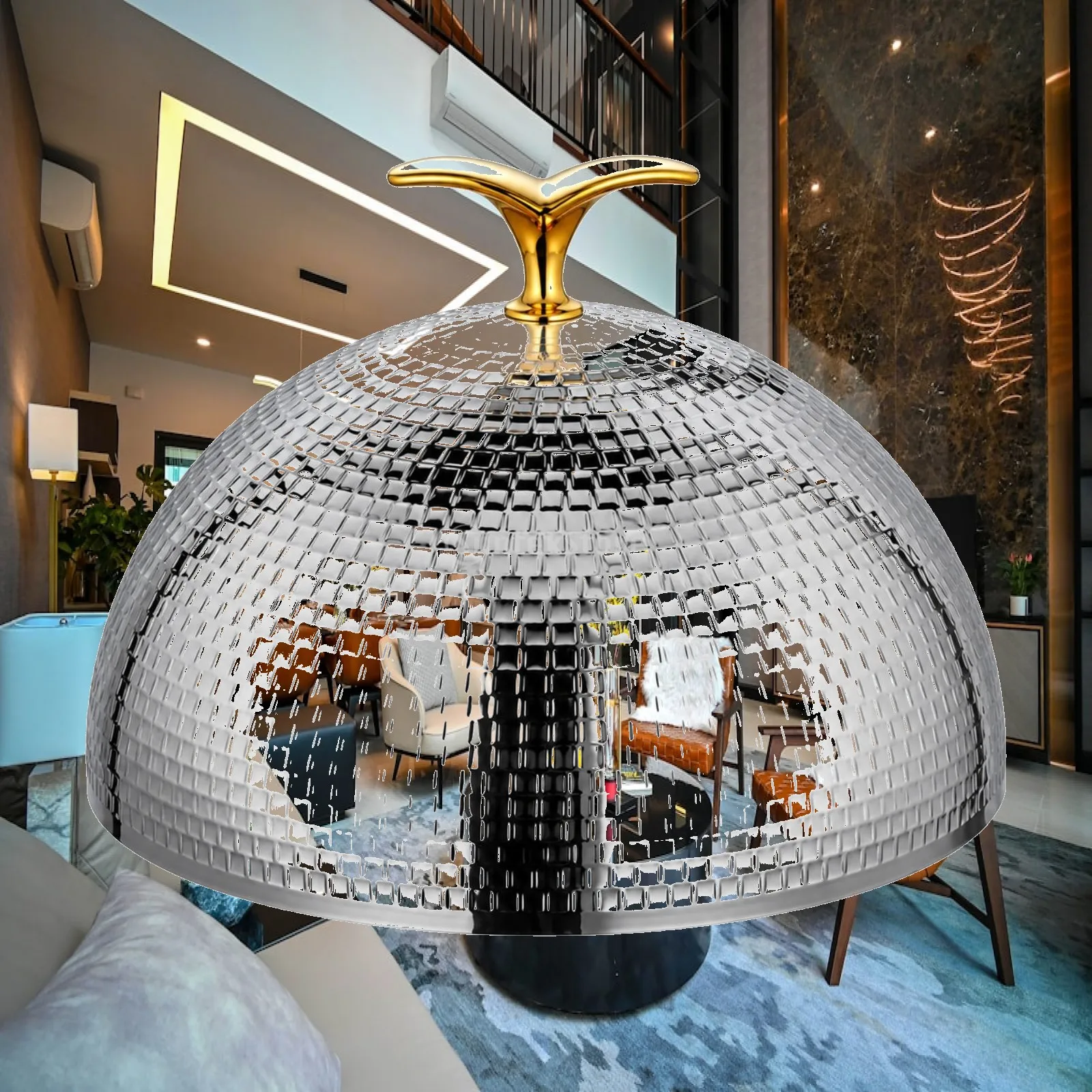 Hammered Grid Pan Lid Stainless Steel Dish Cover for Food Display with Wear Resistant Surface for Catering Stand