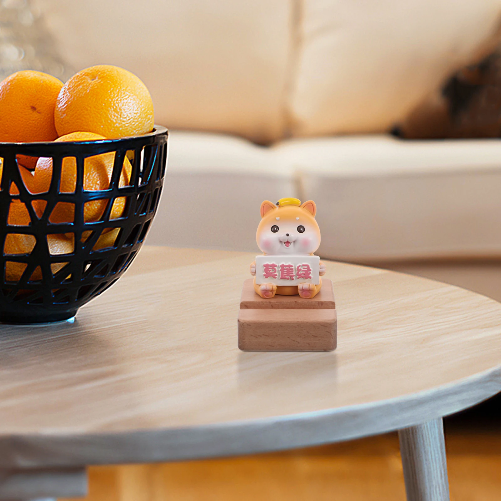 

Cute Wooden Animal For Desk Desktop Cell Mobile Smartphones Durable Cartoon Puppy Dog Design Light Office Home Decor Accessory