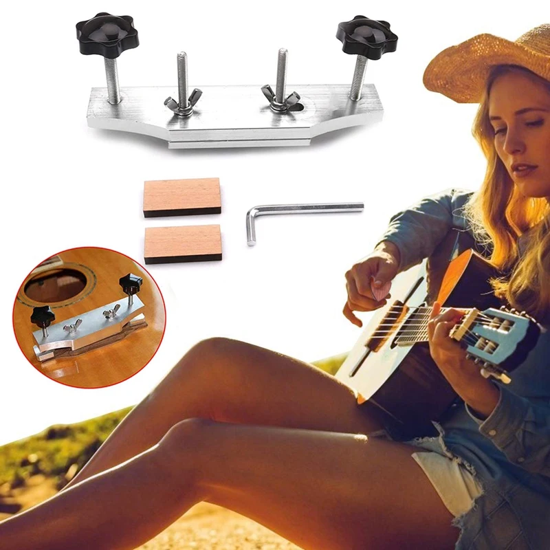 1 Set Metal Guitar Bridge Clamp Acoustic Guitar Bridge Bonding Repair Fixture Silver