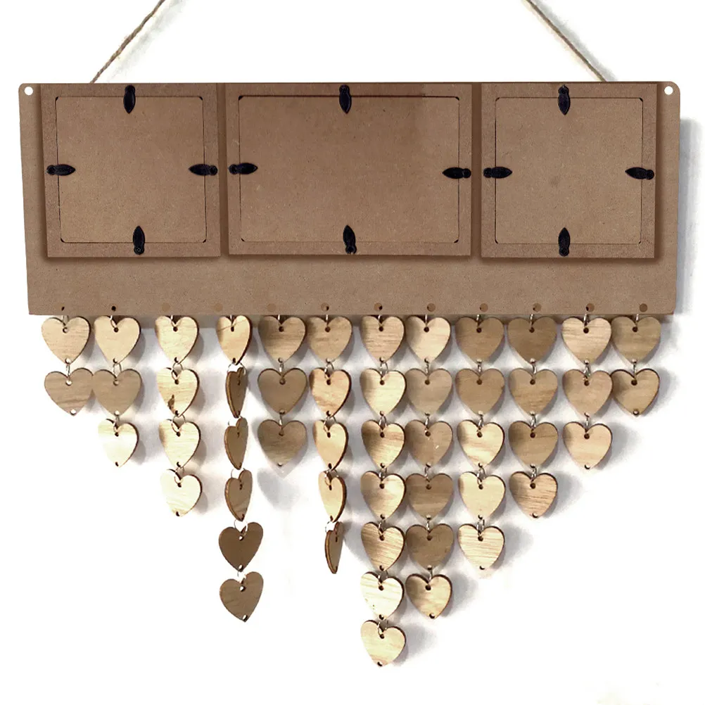 Wooden Message Board DIY Hanging Calendar with Carved Heart Tags Write Names Dates Easily Assembled Decorative Home Office Dorm