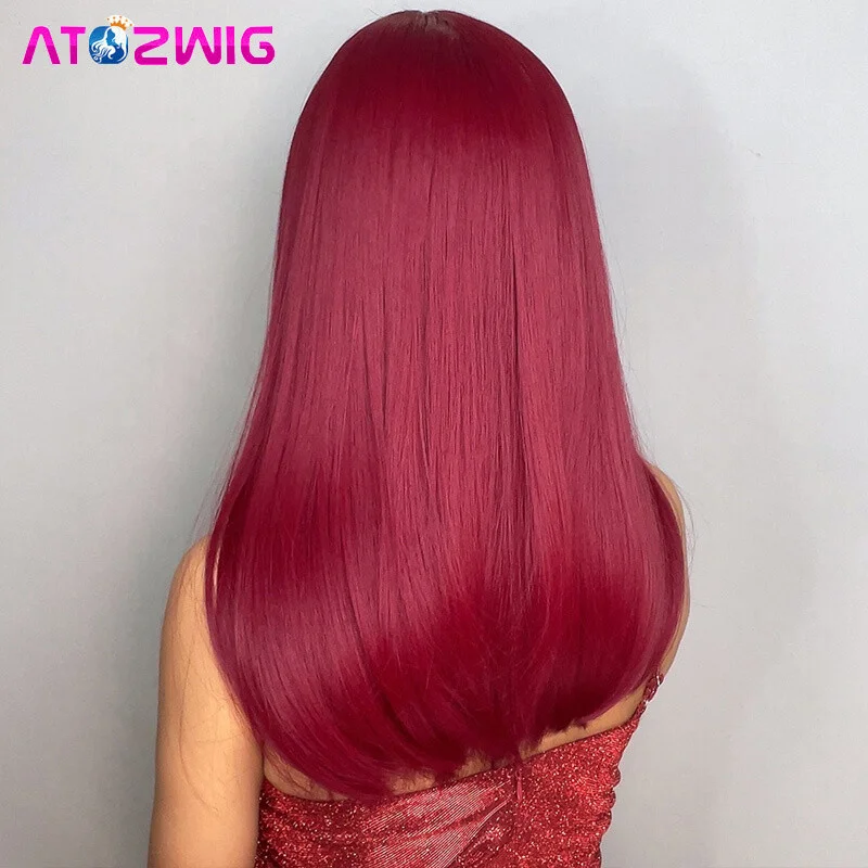 Рисунок 4 - Длинные винно-красные бордовые прямые волосы с челкой