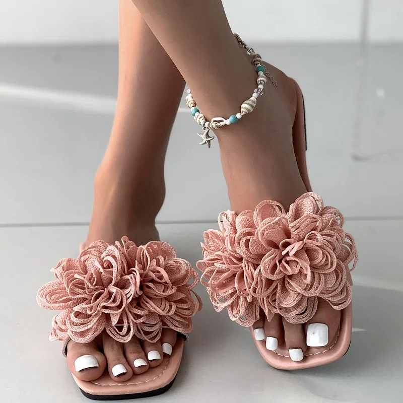 

Lace Flower Slippers Summer Slippers For Women Outdoor Flat Slippers Women Slides New Sandals Zapatos Mujer Sandalias De Mujer