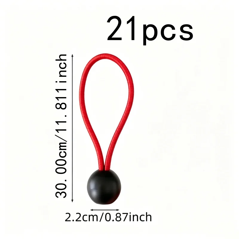 21 pcs 30cm Camping Elastic Tie Downs, Strong Stretch Tension, suitable for Outdoor Gear Securing, Wear Resistant Durable