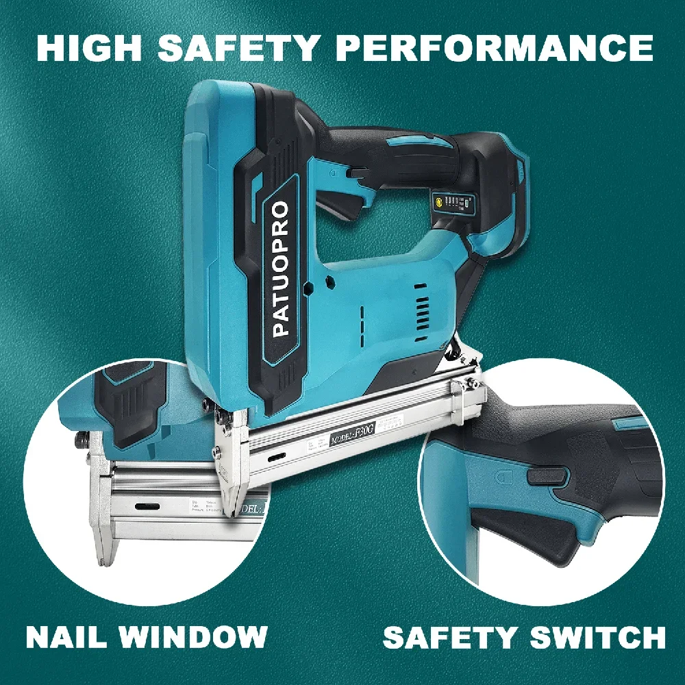 Cordless Electric Nail Gun F30G Straight Staples Brushless Stapler Woodworking Power Tools For Makita 18V Battery(No Battery)