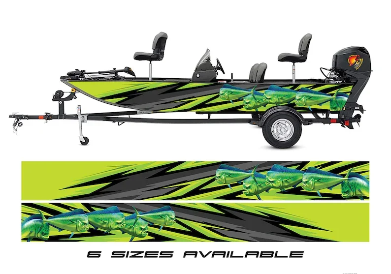 

Abstract Yellow Graphic Mahi Mahi Boat Vinyl Wrap Decal Fishing Pontoon All Boats