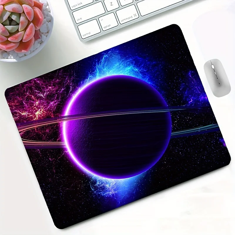 Non-slip Base Small Size Square Mouse Pad For Home Work Desks Blue Space Planet Pattern Offices And Laptops CP Desk Mat Gifts
