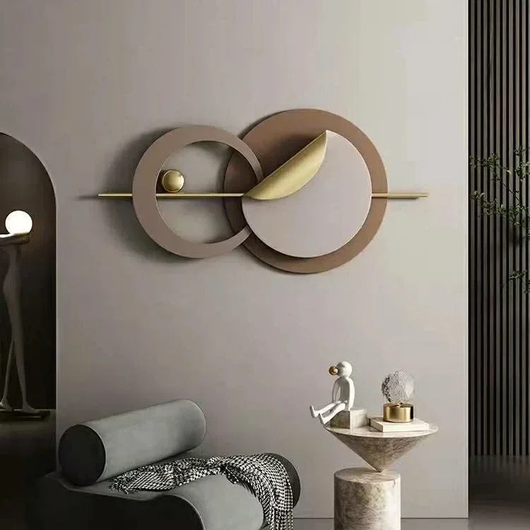 100x50cm with light Creative Circular Wall Hanging Home Art Decor Nordic Simple Sofa Background Iron Wall Decoration