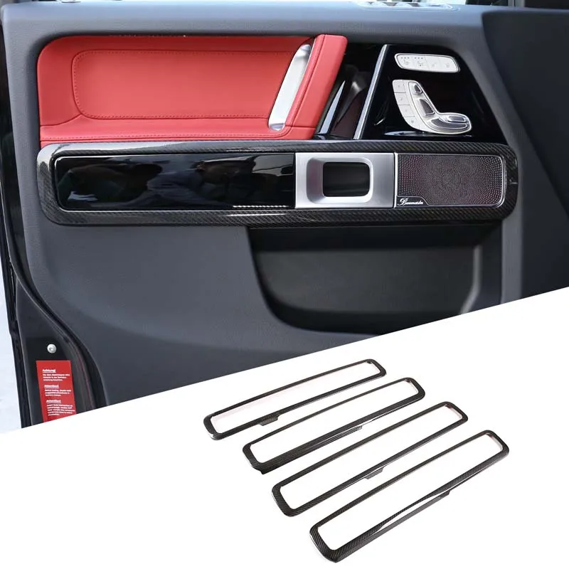 Real Carbon Fiber Car Inner Door Handle Frame Decoration Sticker For Mercedes-Benz G Class W463 G63 G500 2019-2020 Car Accessory