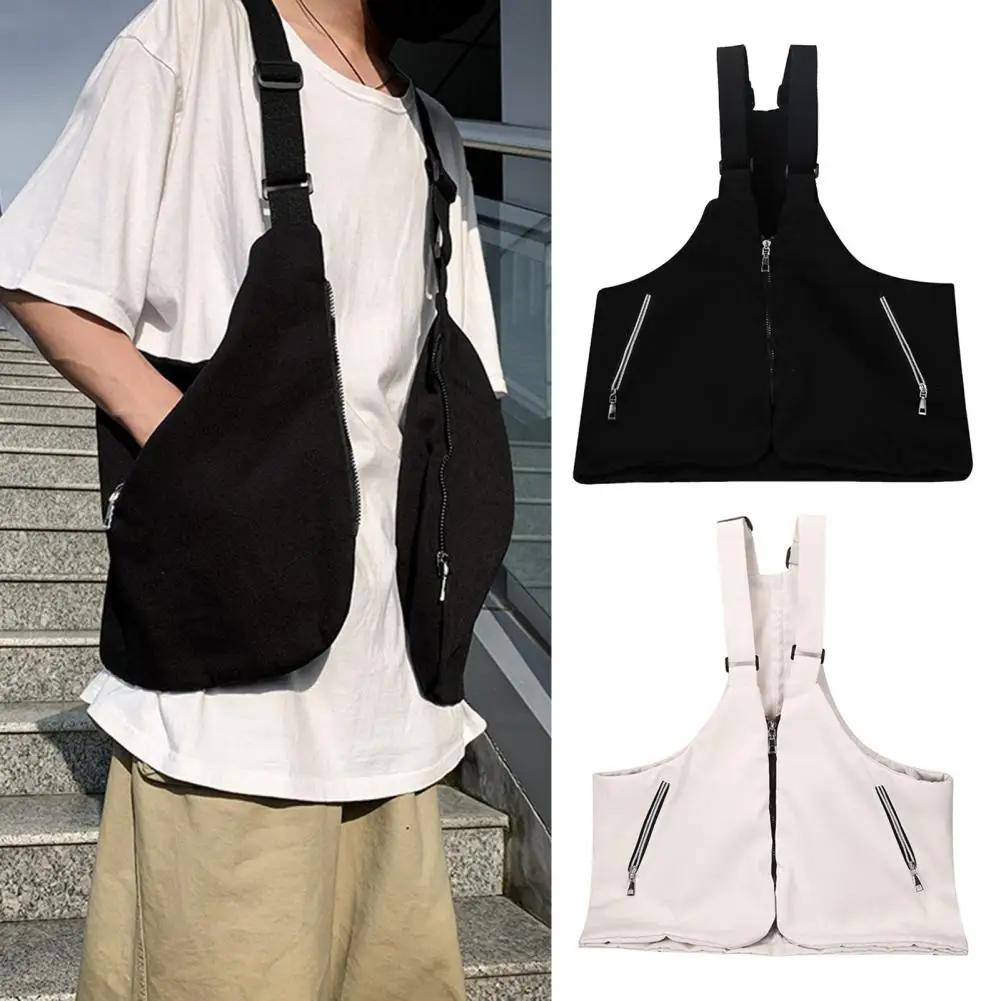 Men Waistcoat Bag Versatile Men's Waistcoat Backpack with Adjustable Straps Zipper Pockets Canvas Bag for Large for Everyday