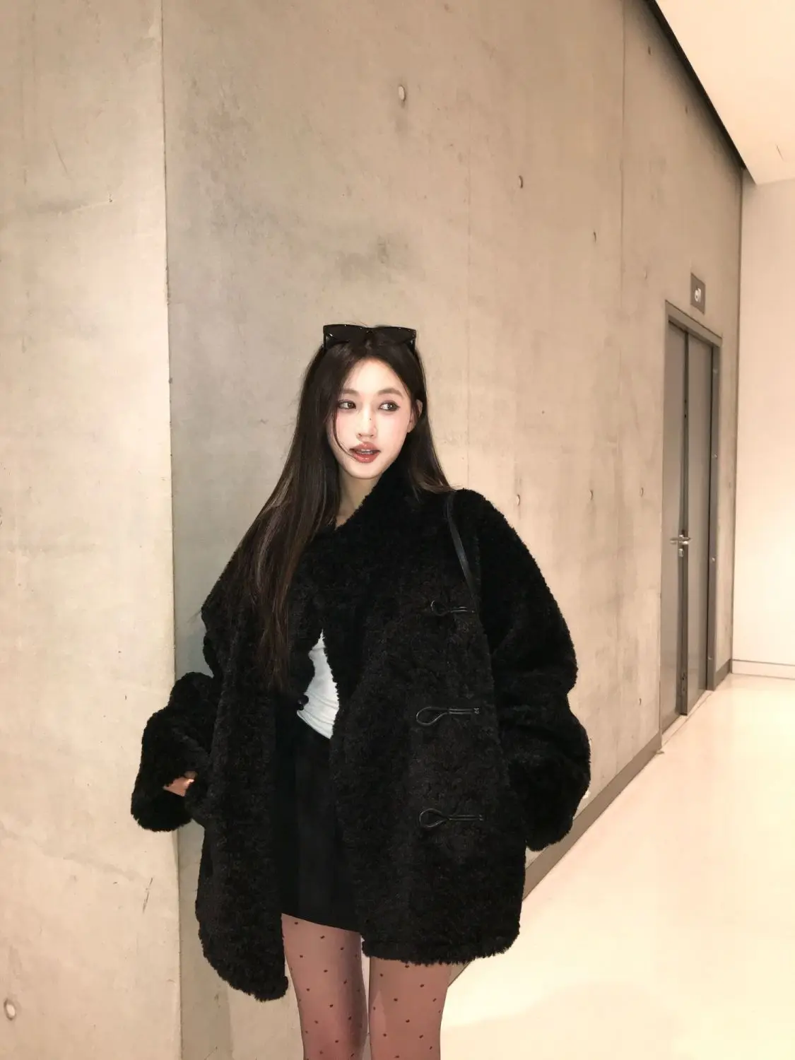 Nepbont voor jasjassen Damespatroon Afneembaar Buiten Dochter Dubbelzijdig Geribbeld Uitloper Tender Bow Casual Vrouwelijke Trend